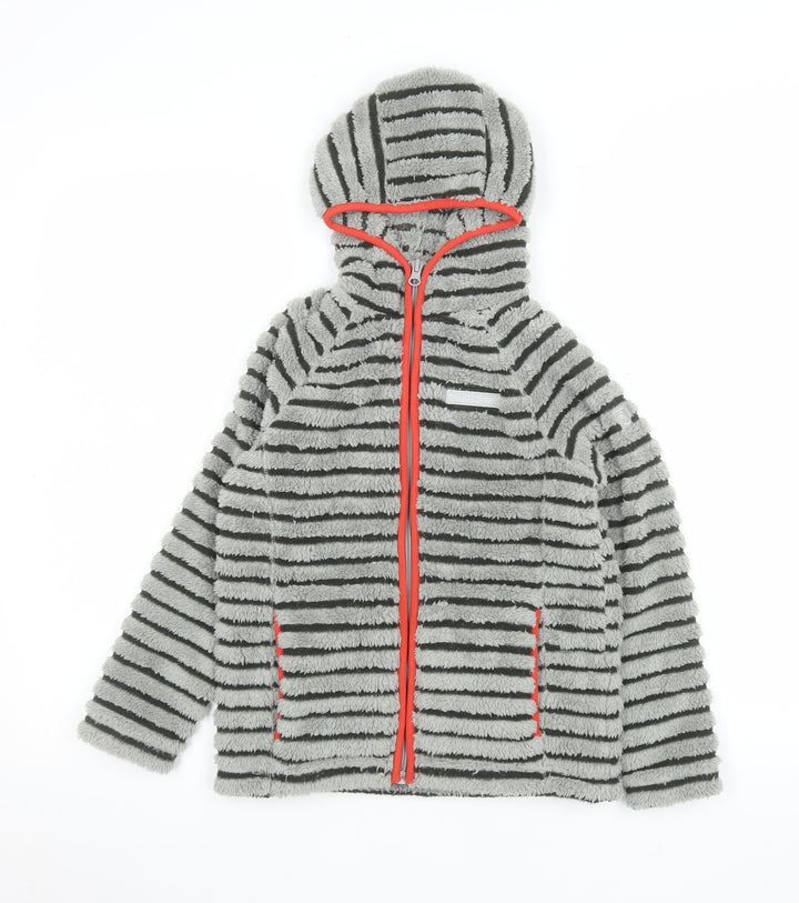 Craghoppers Boys Grey Striped Hooded Fleece Jacket Age 7-8 Years
