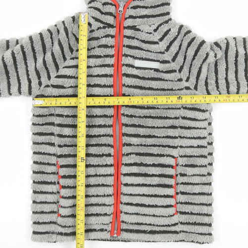 Craghoppers Boys Grey Striped Hooded Fleece Jacket Age 7-8 Years