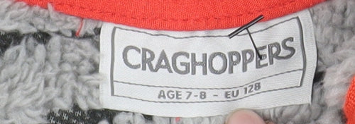 Craghoppers Boys Grey Striped Hooded Fleece Jacket Age 7-8 Years