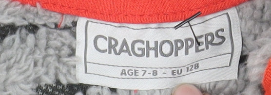 Craghoppers Boys Grey Striped Hooded Fleece Jacket Age 7-8 Years