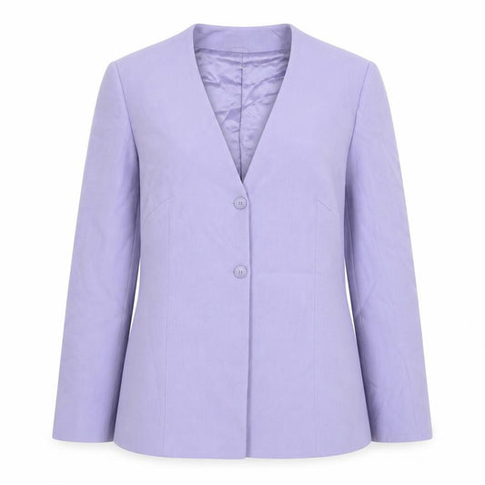 Front view of Precis Petite Women's Purple Wool Blend Lined Blazer, size 12