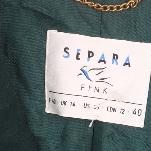 Separa Fink Women's Green Wool Single-Breasted Suit Jacket UK 14