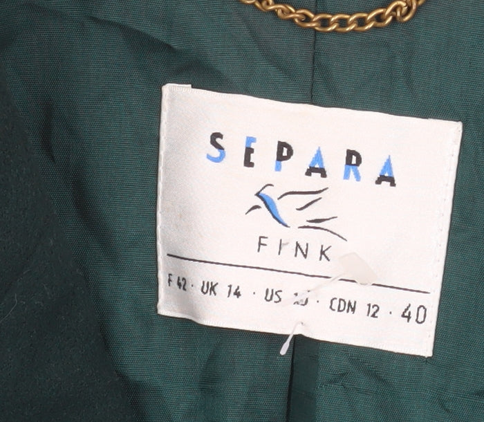 Separa Fink Women's Green Wool Single-Breasted Suit Jacket UK 14