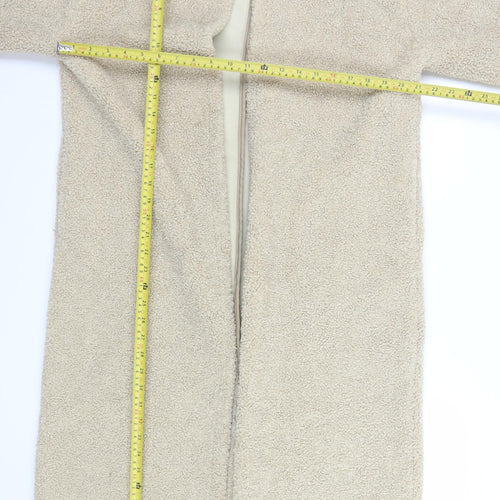 KLEY Women’s Beige Long Teddy Overcoat Size M Lined Fleece Coat