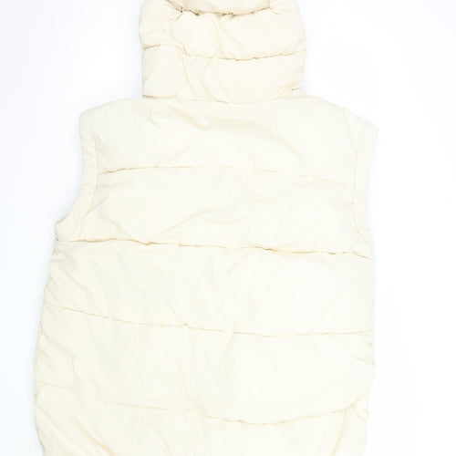 BCBGMAXAZRIA Women's Ivory XL Puffer Hooded Waistcoat Gilet