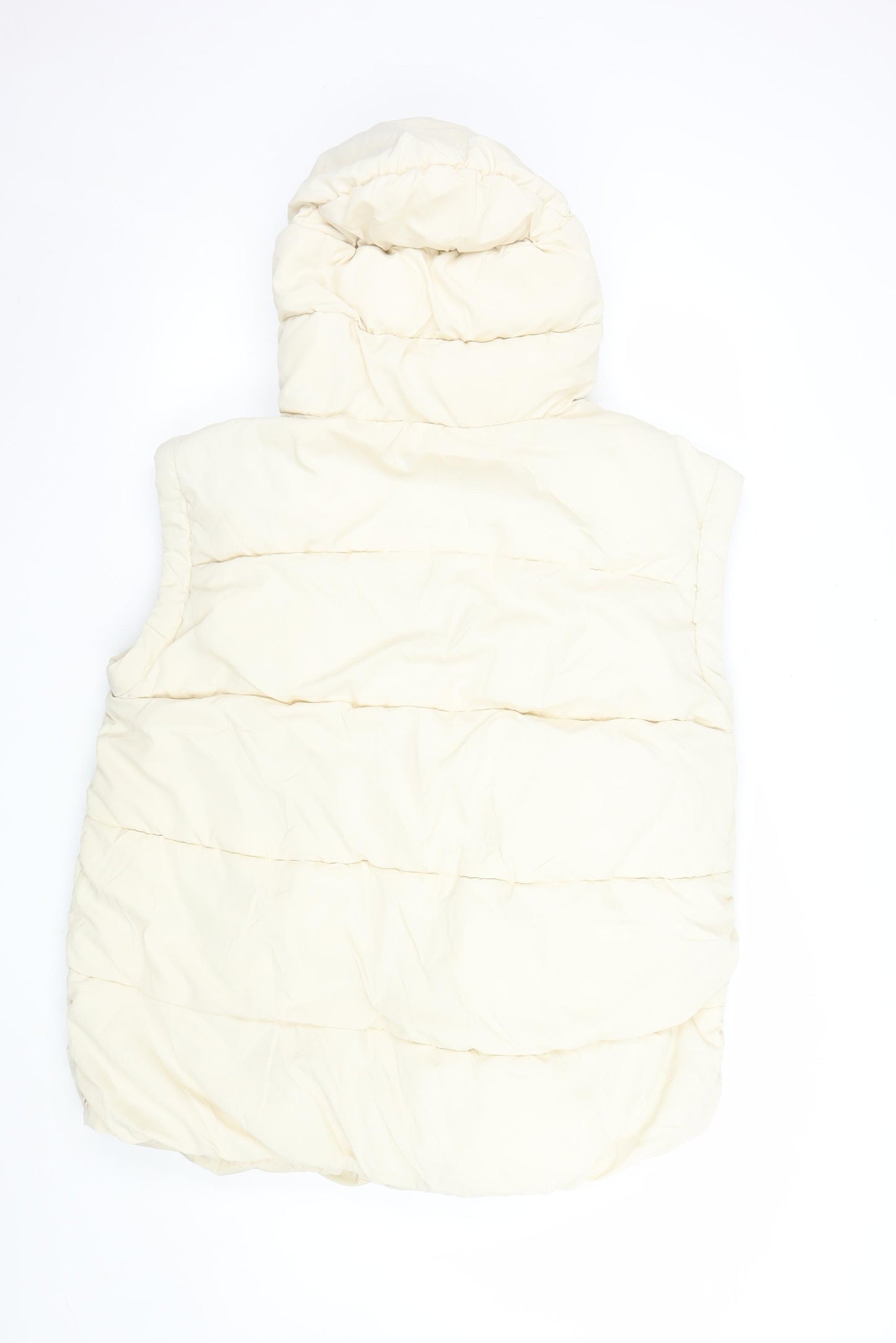 BCBGMAXAZRIA Women's Ivory XL Puffer Hooded Waistcoat Gilet