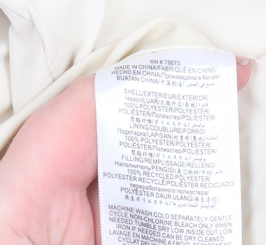 BCBGMAXAZRIA Women's Ivory XL Puffer Hooded Waistcoat Gilet