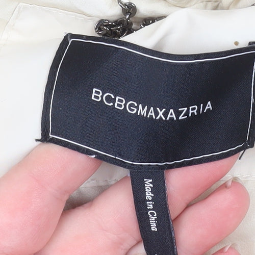 BCBGMAXAZRIA Women's Ivory XL Puffer Hooded Waistcoat Gilet