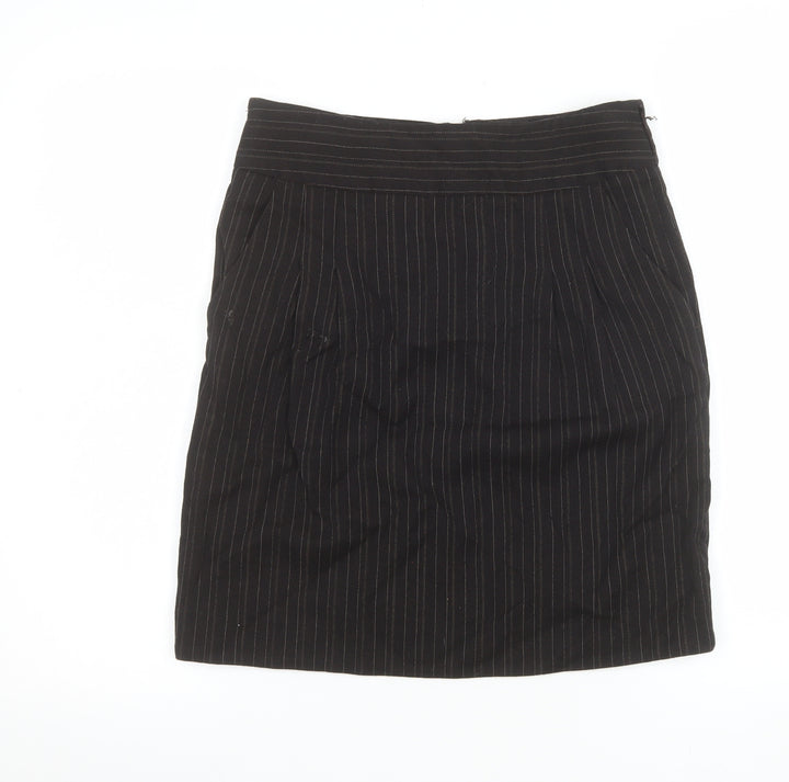 Jigsaw Women’s Black Pinstripe Wool Pencil Skirt Size 8