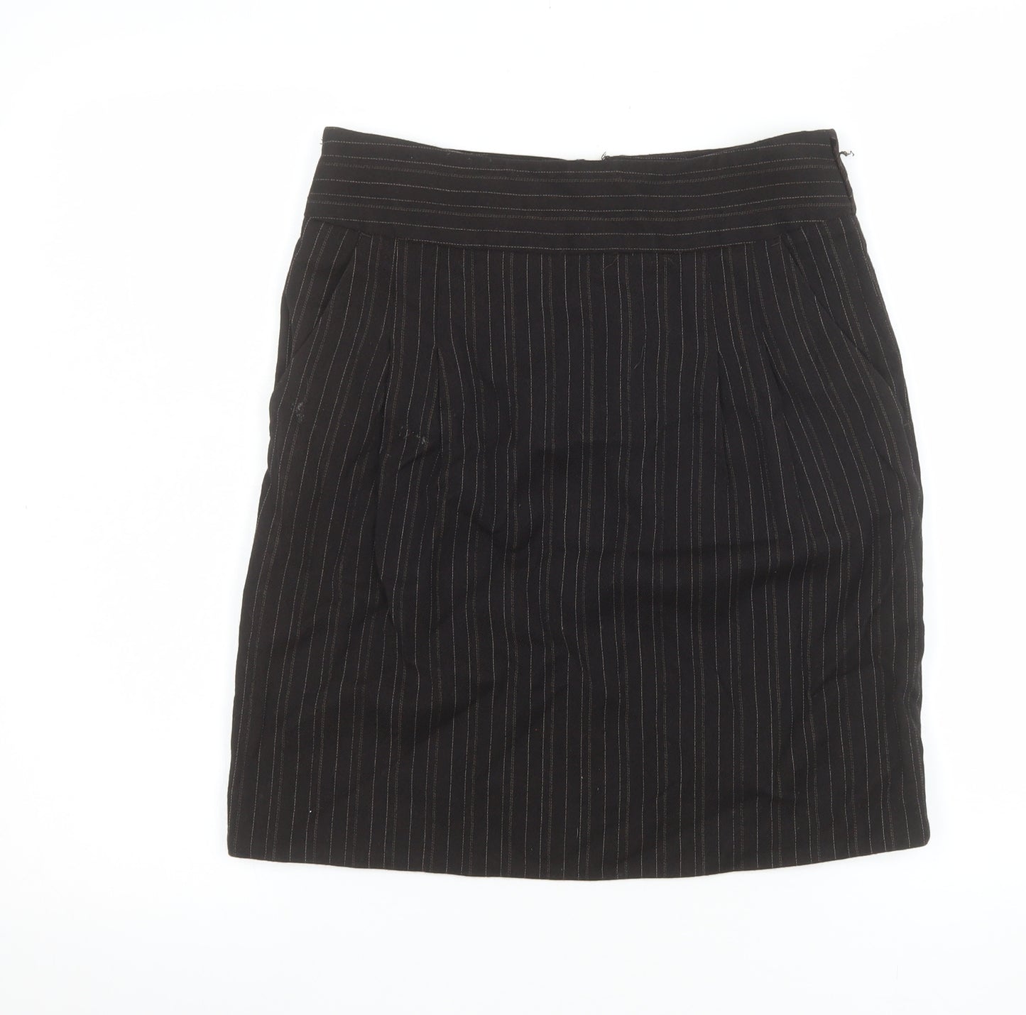 Jigsaw Women’s Black Pinstripe Wool Pencil Skirt Size 8