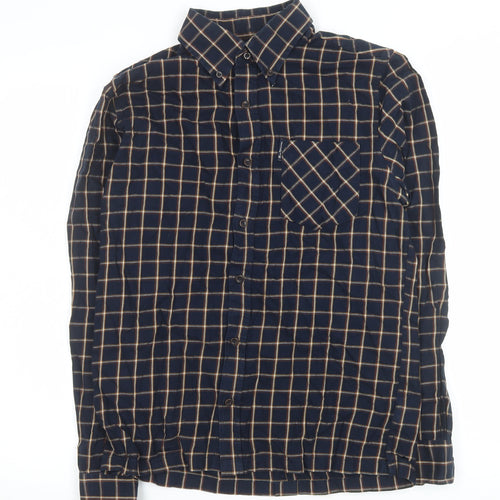 Ben Sherman Men's Blue Check Cotton Button-Up Shirt Size S
