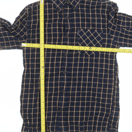 Ben Sherman Men's Blue Check Cotton Button-Up Shirt Size S
