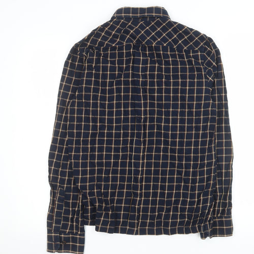 Ben Sherman Men's Blue Check Cotton Button-Up Shirt Size S