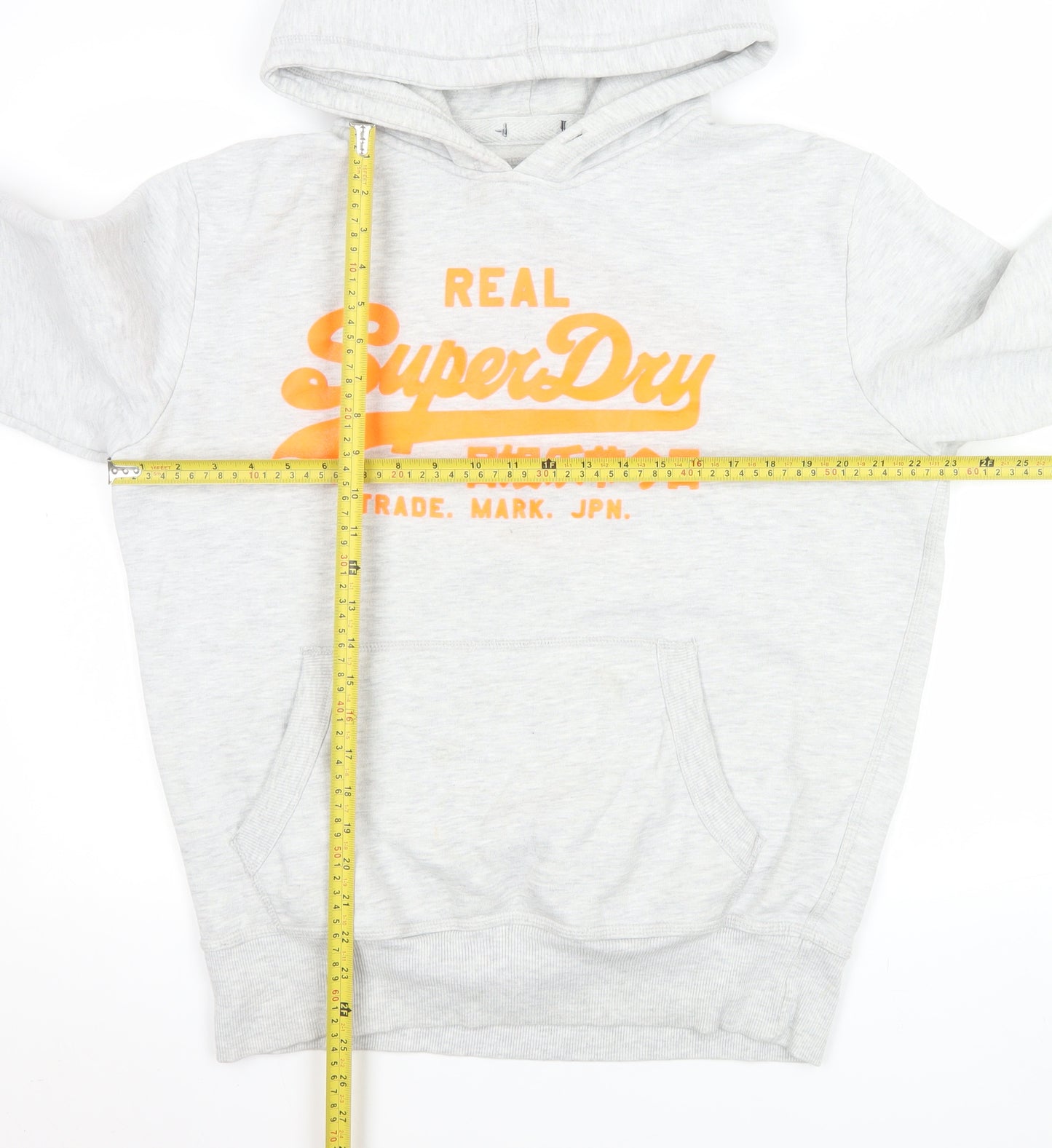 Superdry Men's Grey Pullover Hoodie Large Classic Logo