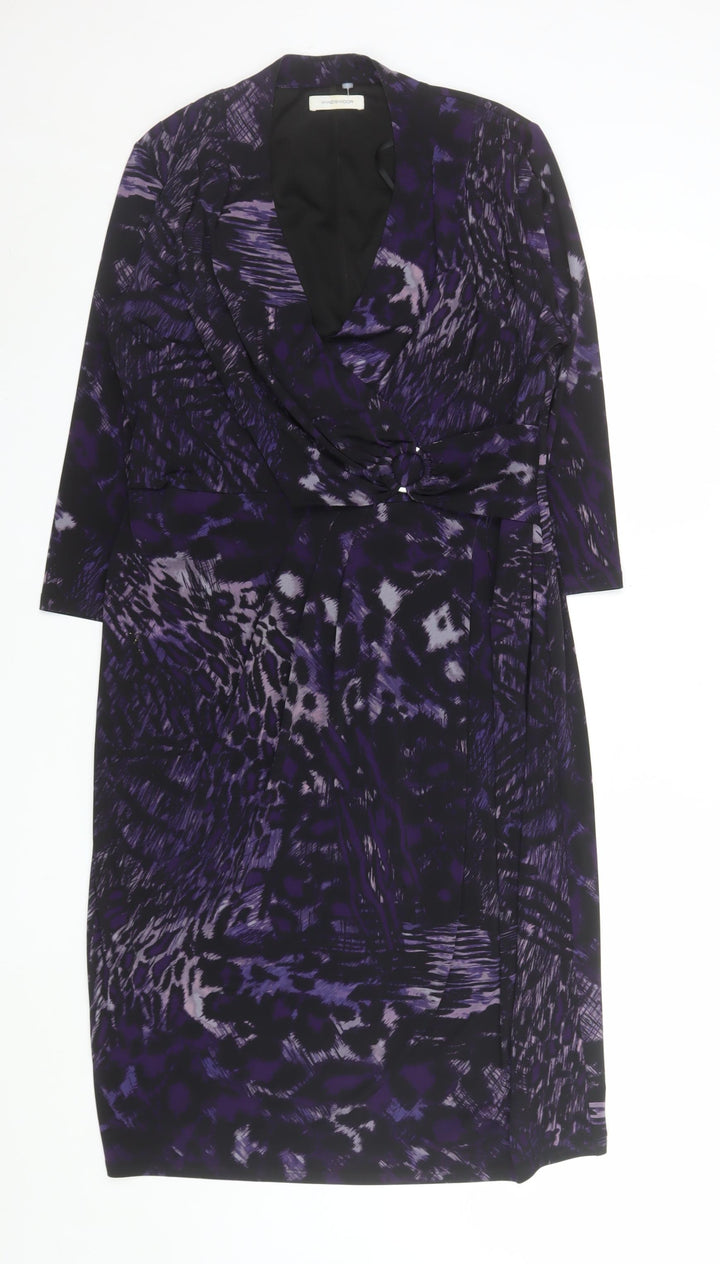 Windsmoor Women’s Purple Animal Print Wrap Dress Size 12