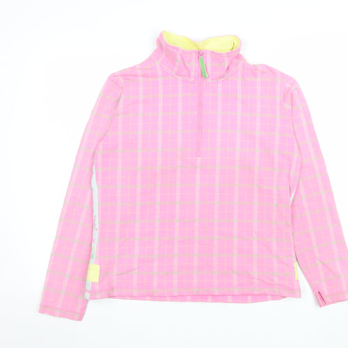 Joules Women Pink Check 1/2 Zip Pullover Sweatshirt Size 14