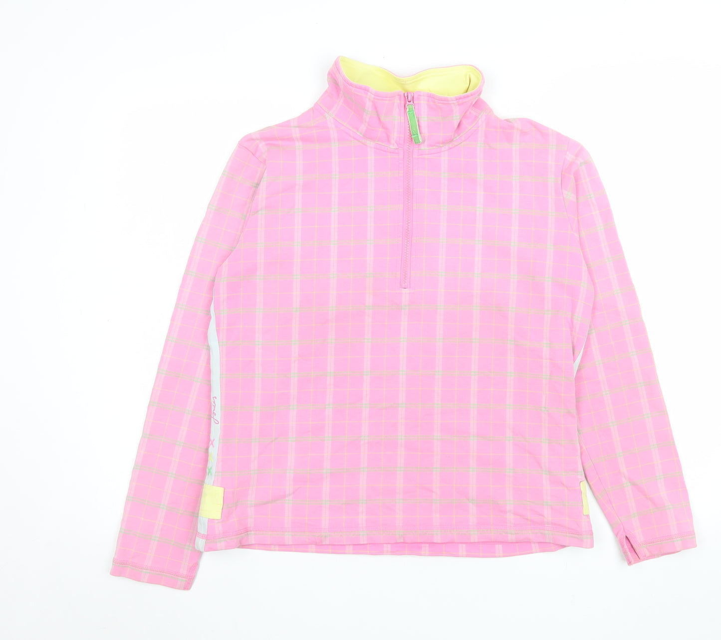 Joules Women Pink Check 1/2 Zip Pullover Sweatshirt Size 14