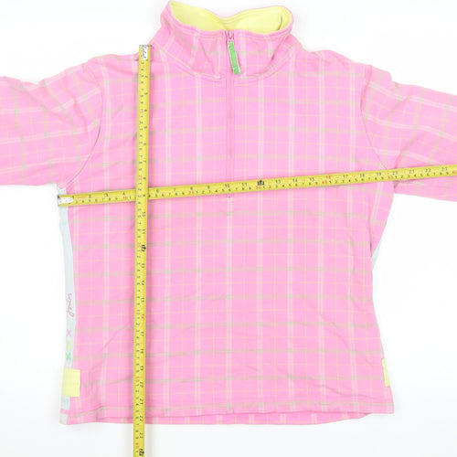Joules Women Pink Check 1/2 Zip Pullover Sweatshirt Size 14