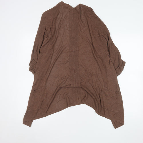 Monsoon Women Brown Knit Open Long Sleeve Cardigan Size M