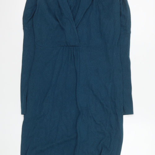 Monsoon Women’s Blue Knit Cowl Neck Sweater Dress Size S