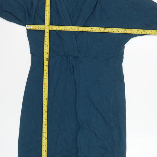 Monsoon Women’s Blue Knit Cowl Neck Sweater Dress Size S