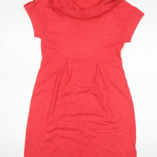 John Lewis Women Red Cowl Neck Knit Shift Dress Size 12
