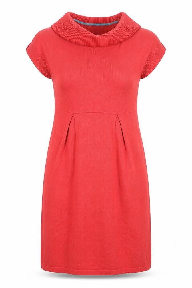 John Lewis Women Red Cowl Neck Knit Shift Dress Size 12