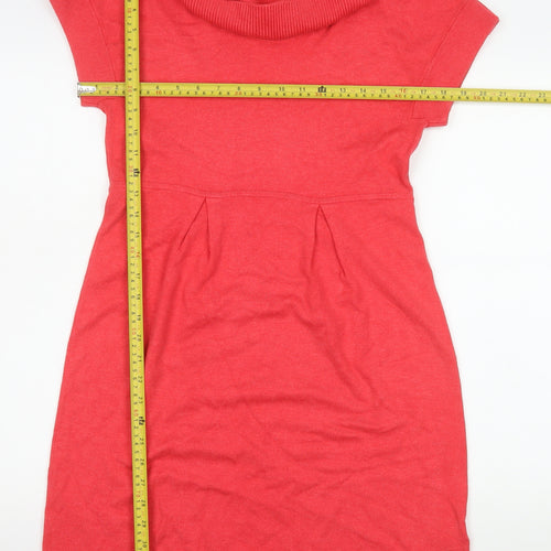 John Lewis Women Red Cowl Neck Knit Shift Dress Size 12
