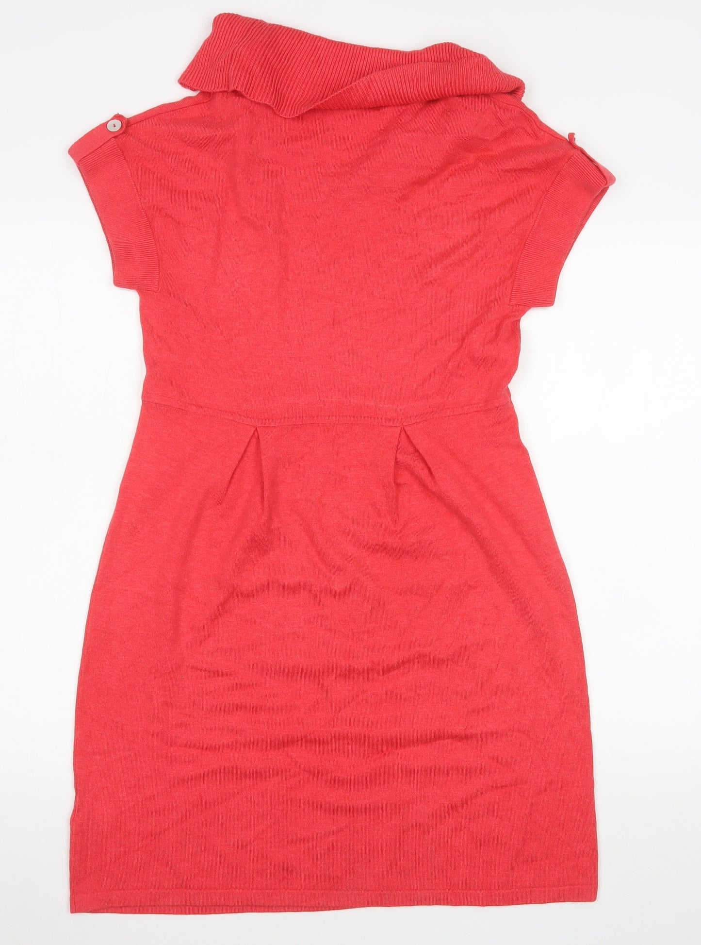 John Lewis Women Red Cowl Neck Knit Shift Dress Size 12