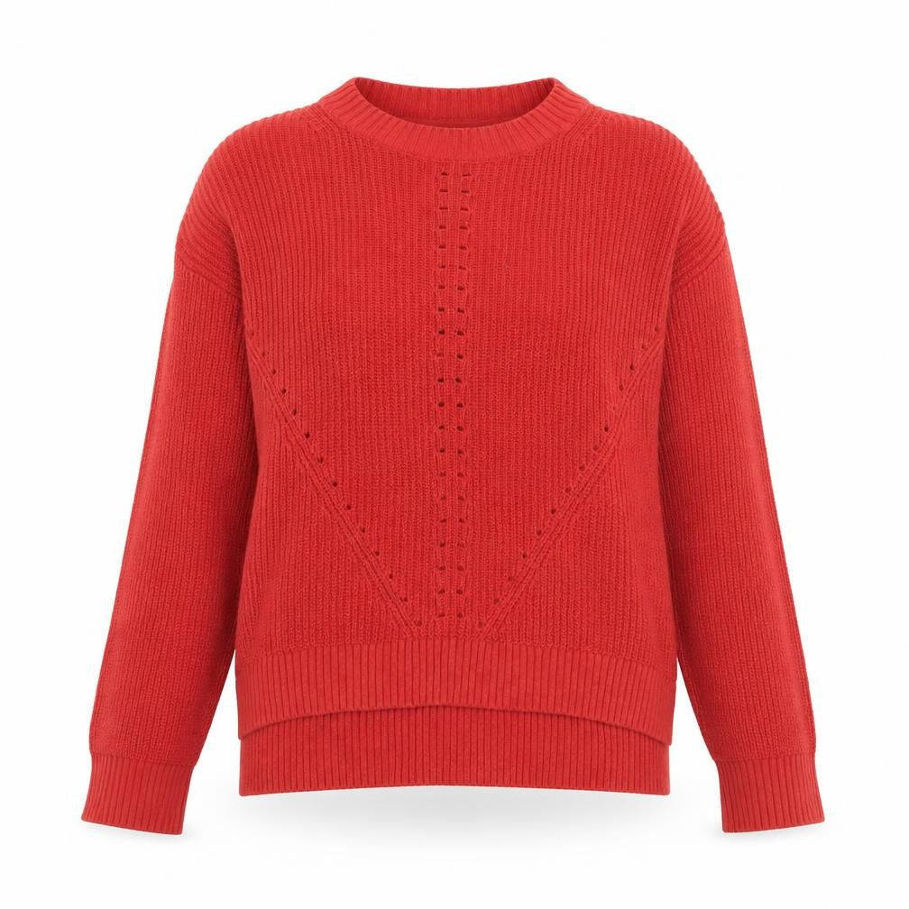 Fat Face Women Red Cotton Jumper UK 10 Crew Neck Knit Long Sleeve