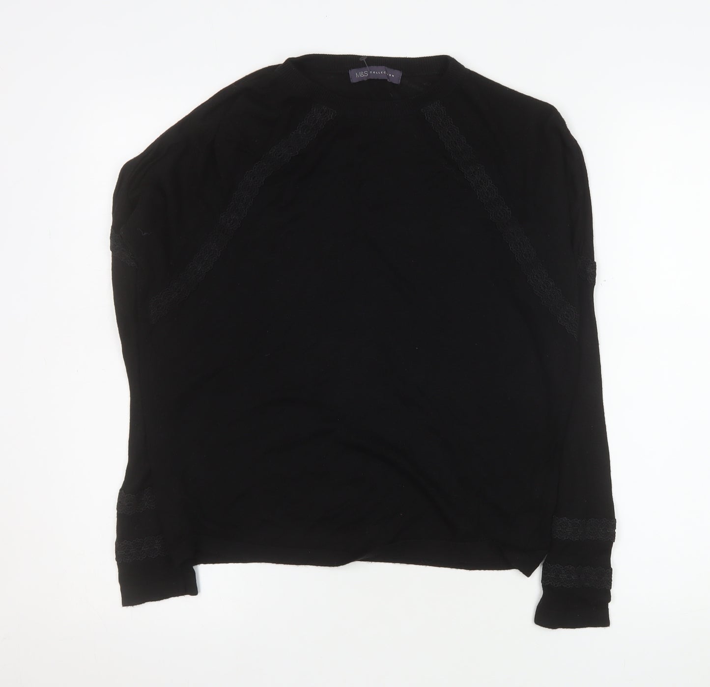Marks and Spencer Women's Black Knit Long Sleeve Blouse Small