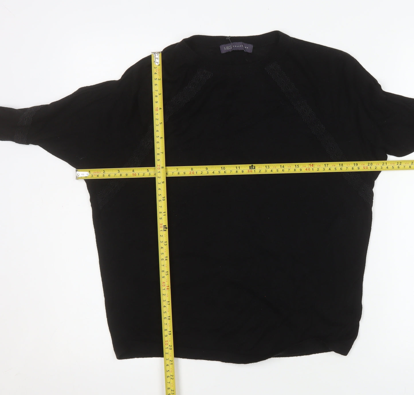 Marks and Spencer Women's Black Knit Long Sleeve Blouse Small