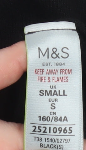 Marks and Spencer Women's Black Knit Long Sleeve Blouse Small