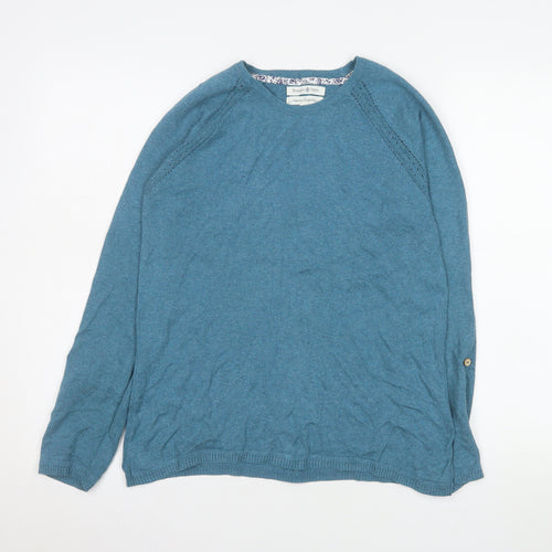 Beacon Cove Women Blue Cotton Crew Neck Long Sleeve Jumper Size 12