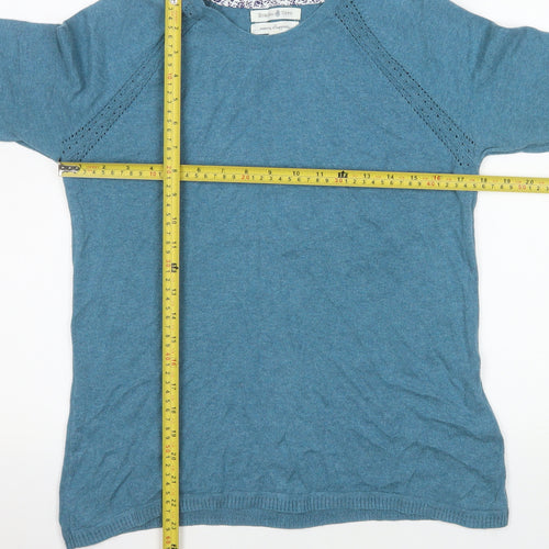Beacon Cove Women Blue Cotton Crew Neck Long Sleeve Jumper Size 12