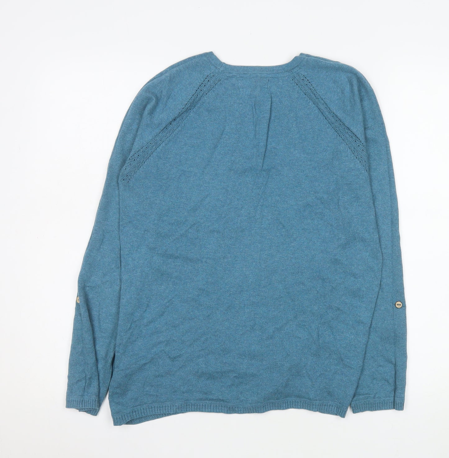 Beacon Cove Women Blue Cotton Crew Neck Long Sleeve Jumper Size 12