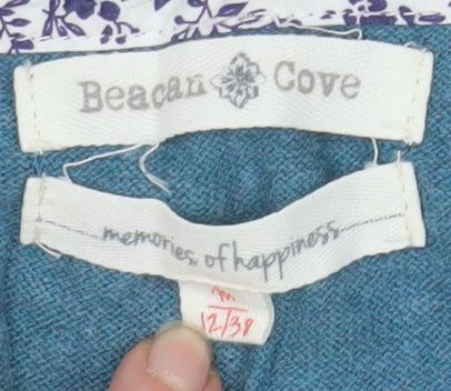 Beacon Cove Women Blue Cotton Crew Neck Long Sleeve Jumper Size 12