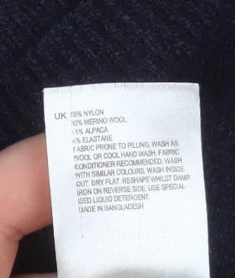 White Stuff Women's Blue Cowl Neck Button Detail Wool Jumper Size 8