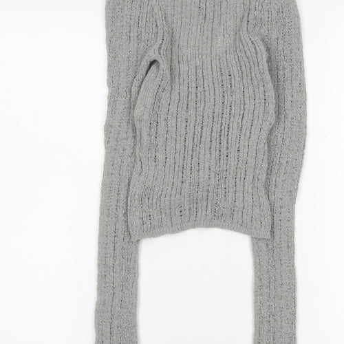 H&M Divided Women Grey Cropped Knit Long Sleeve Top Size 2XS