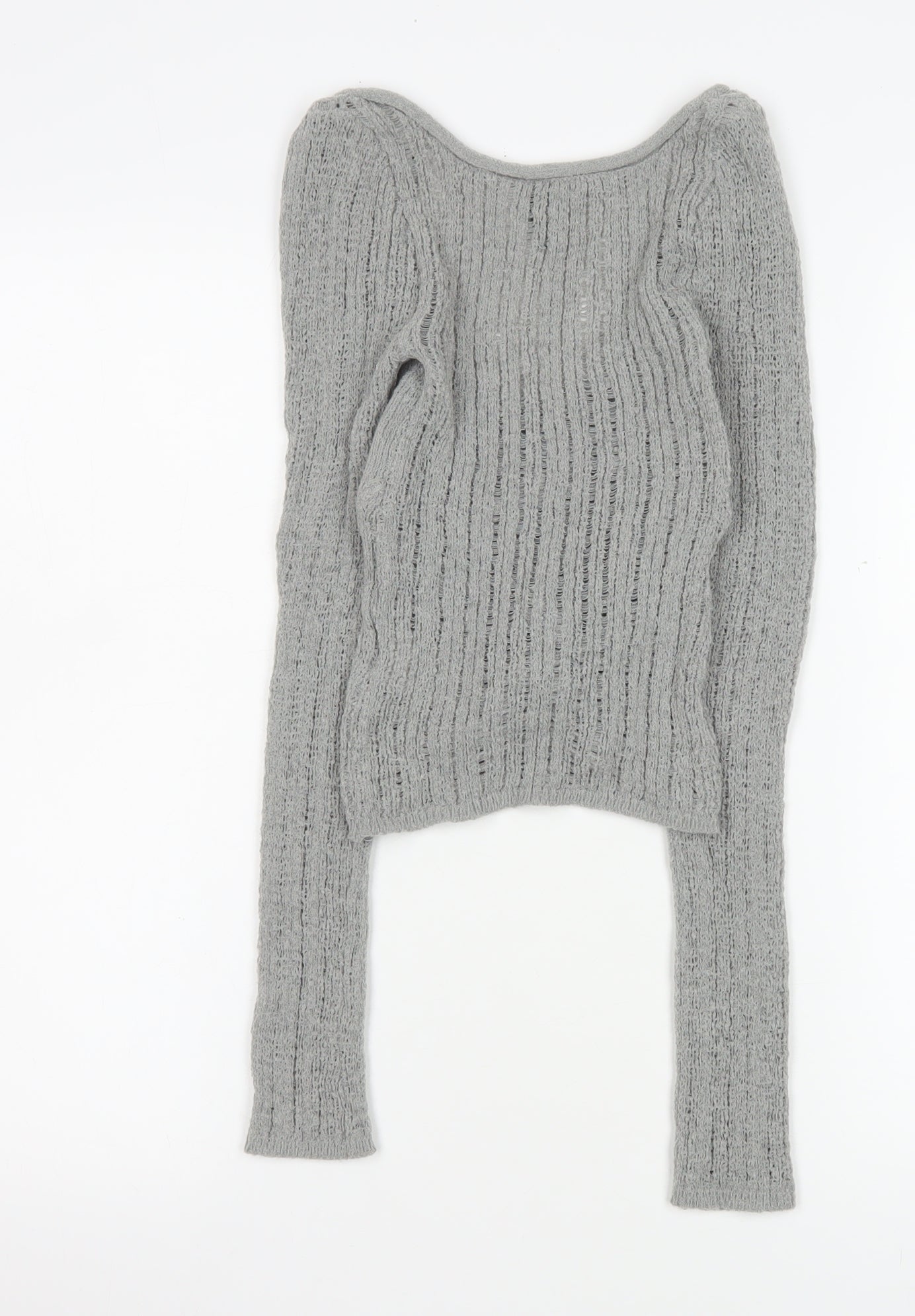 H&M Divided Women Grey Cropped Knit Long Sleeve Top Size 2XS