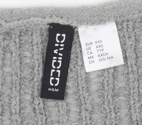 H&M Divided Women Grey Cropped Knit Long Sleeve Top Size 2XS