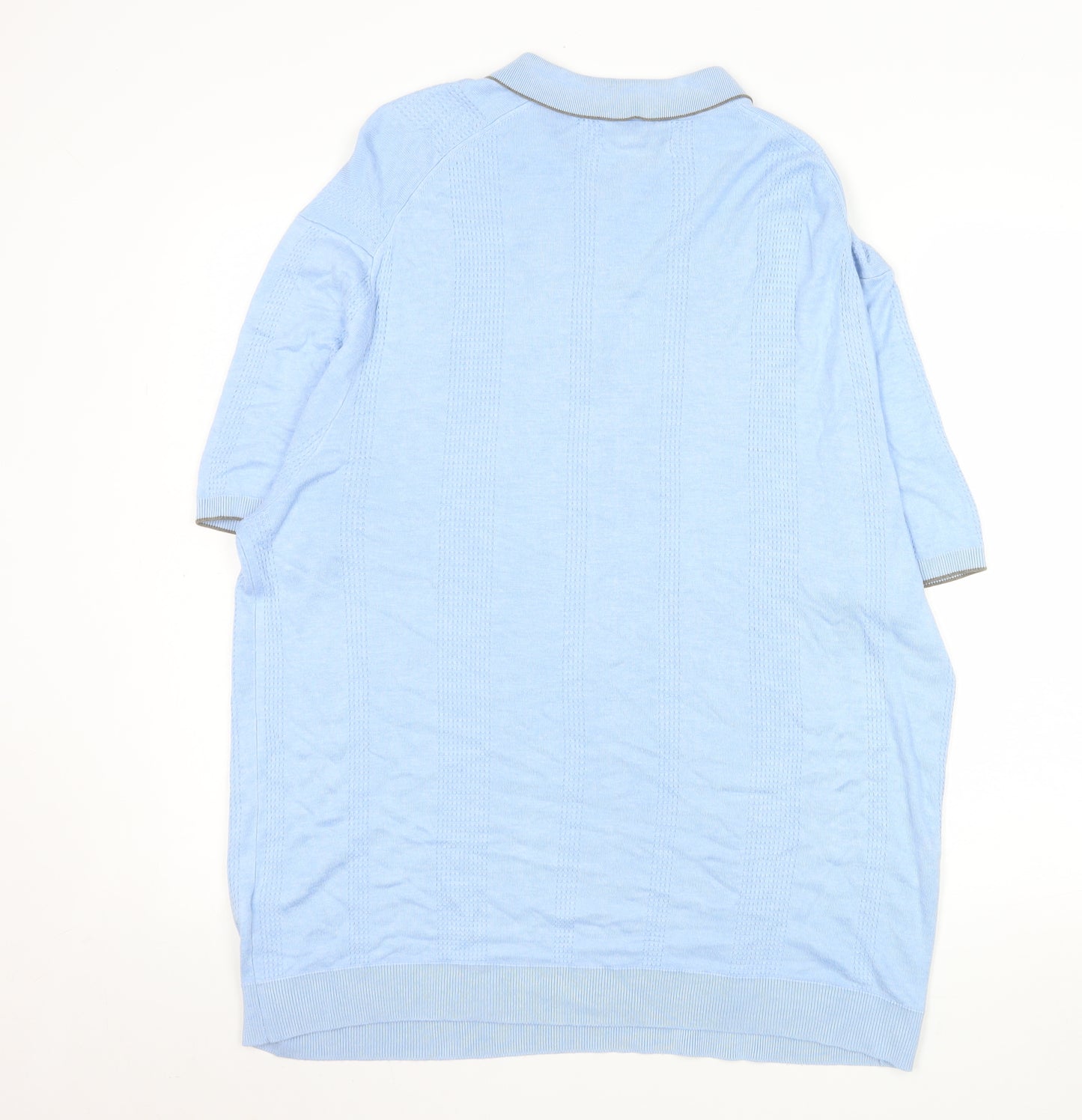 Marks and Spencer Autograph Men's Blue 2XL Zip Collar Polo Shirt