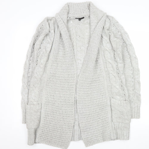 New Look Women’s Grey Cable-Knit Long Sleeve Acrylic Cardigan UK 10