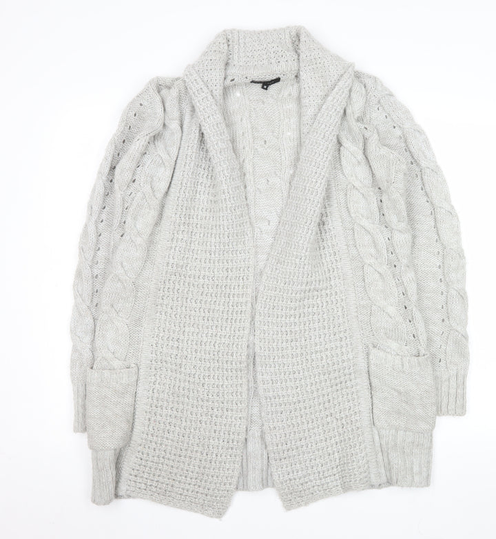 New Look Women’s Grey Cable-Knit Long Sleeve Acrylic Cardigan UK 10