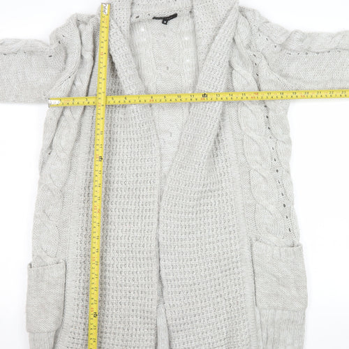 New Look Women’s Grey Cable-Knit Long Sleeve Acrylic Cardigan UK 10