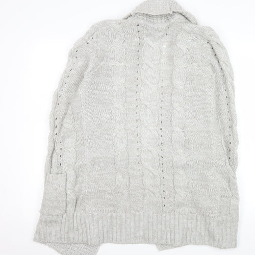 New Look Women’s Grey Cable-Knit Long Sleeve Acrylic Cardigan UK 10
