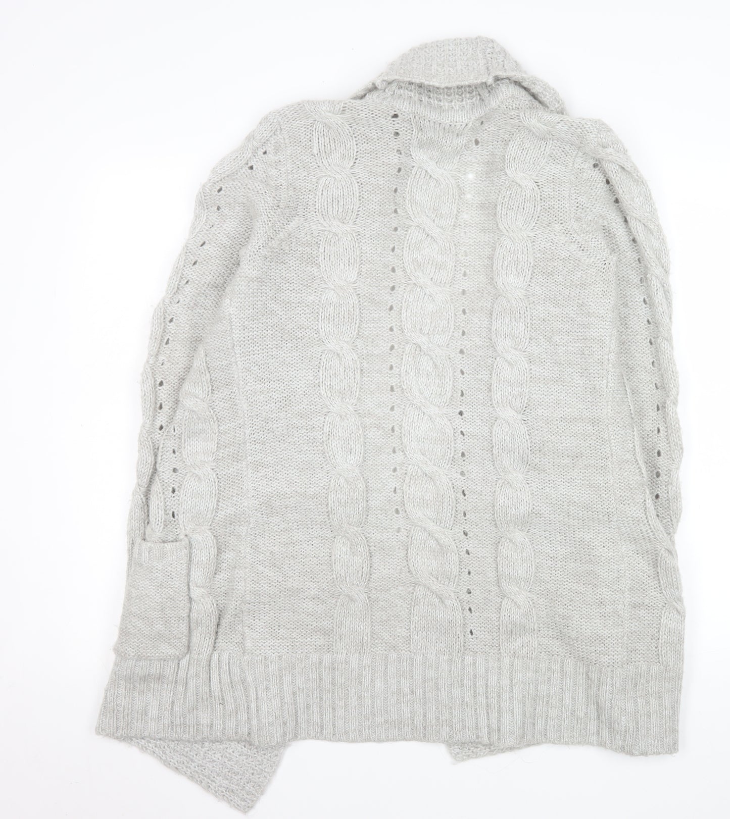 New Look Women’s Grey Cable-Knit Long Sleeve Acrylic Cardigan UK 10