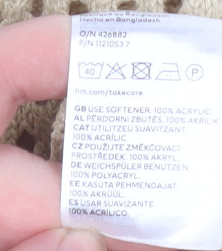 H&M Women’s Beige Short Sleeve Knit Mesh Blouse Size S