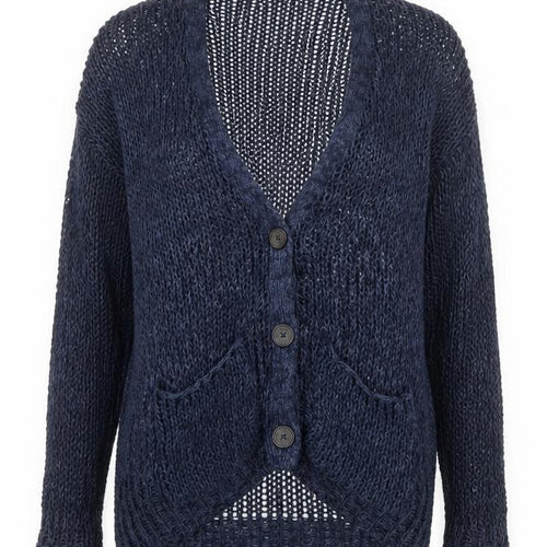 Hollister Women Blue Open-Knit Cardigan XS Lightweight V-Neck