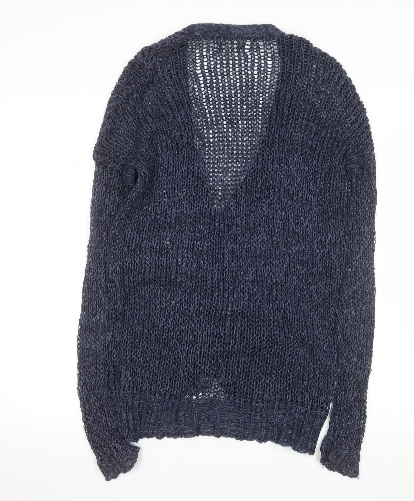 Hollister Women Blue Open-Knit Cardigan XS Lightweight V-Neck